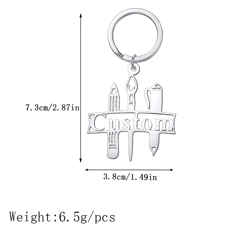 男性と女性のためのカスタマイズされた文字のキーホルダー,文房具,ステンレス鋼の宝石