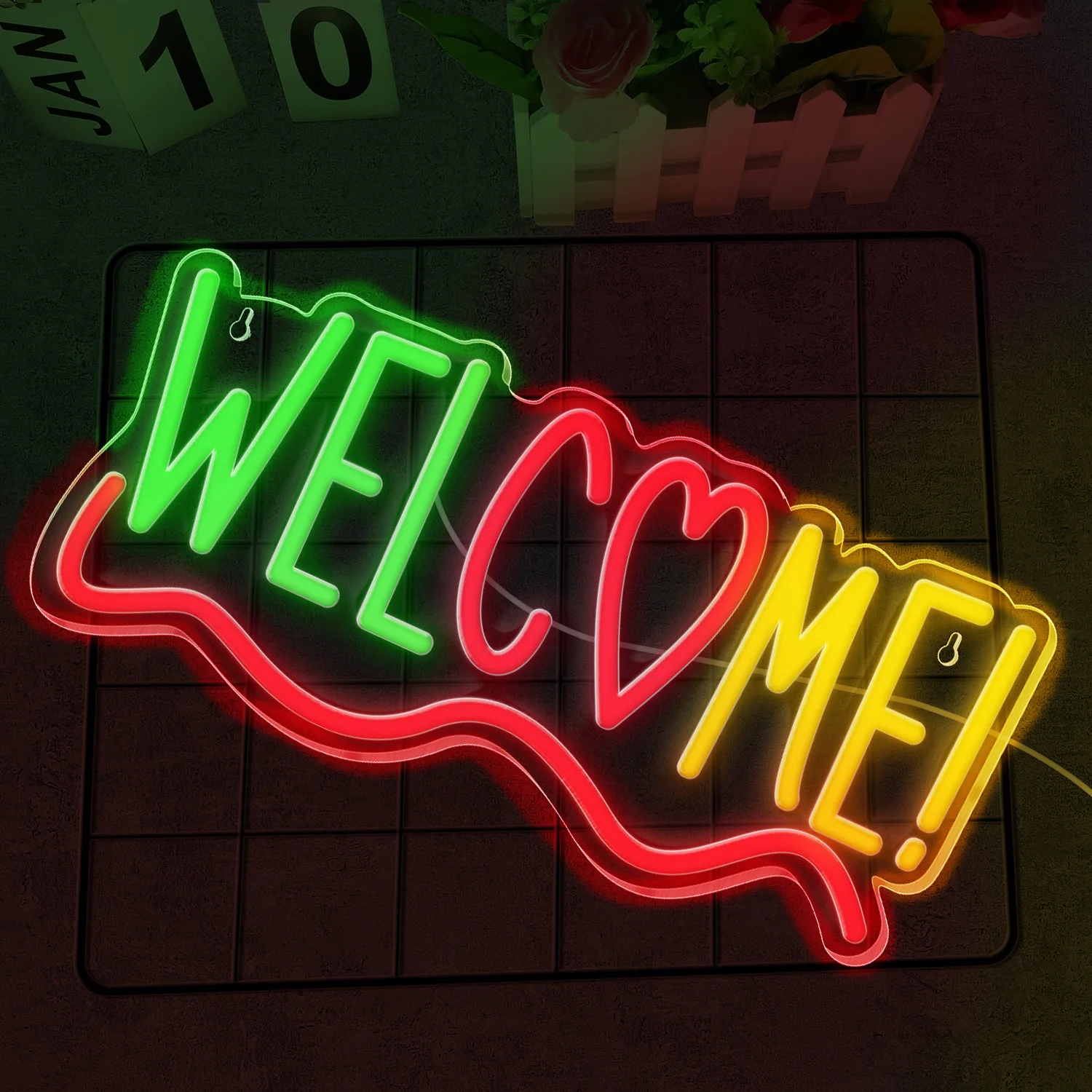 WELCOME's neon light style is simple and bright, suitable for creating a friendly atmosphere in foyer stores. It is also suitabl