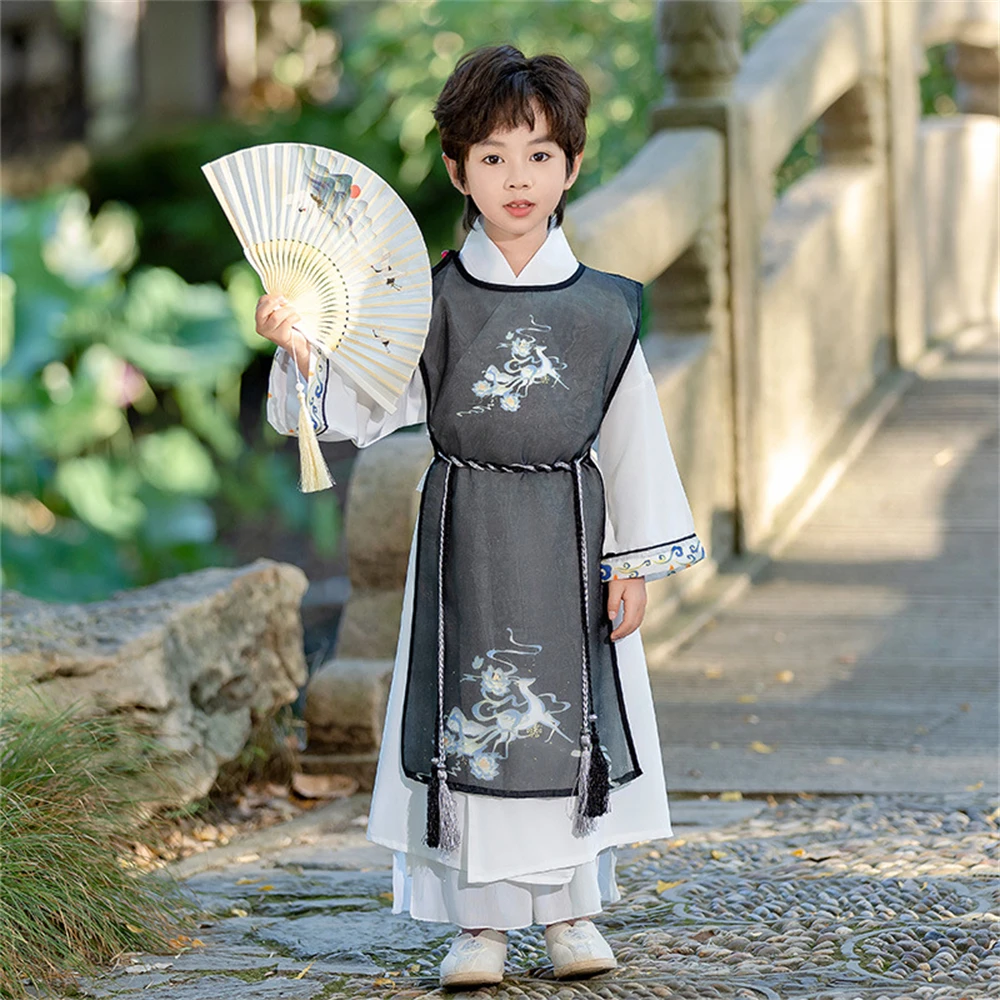 

Boys Ancient Style Handsome Hanfu Autumn Children's Traditional Chinese Oriental Clothes Simple Elegant Tang Costume Outfits New