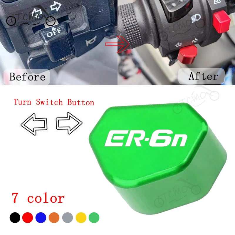For Kawasaki ER-6N ER6N ER 6N Accessories CNC Aluminum Motorcycle Switch Button Turn Signal Switch Key Cap