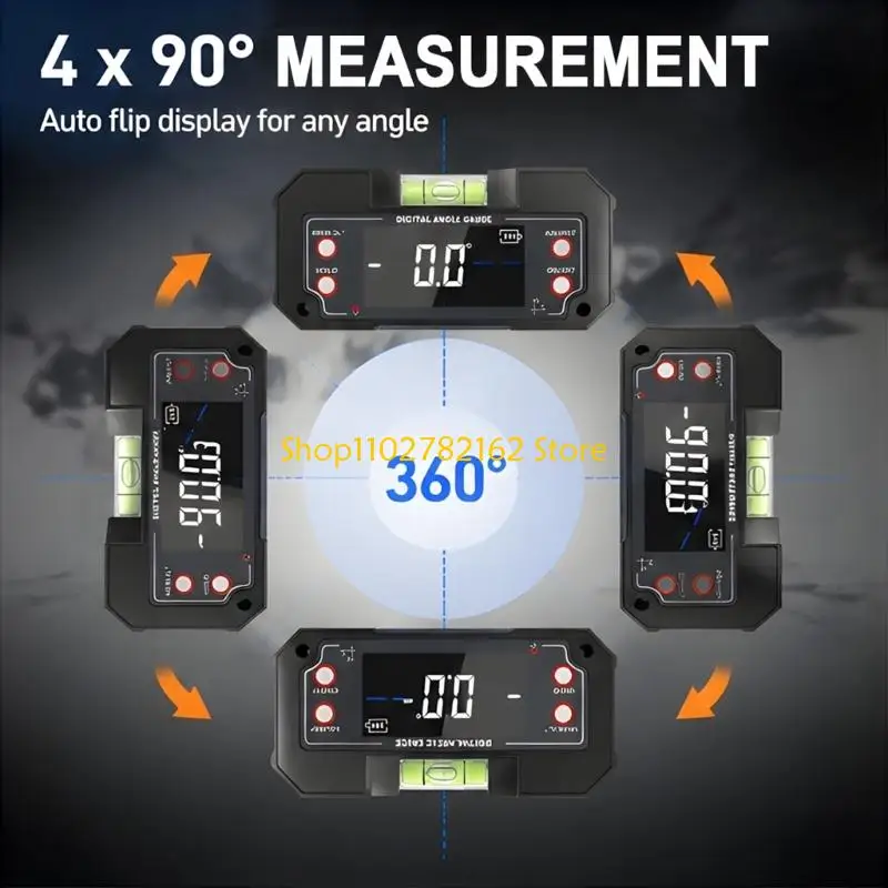 547B Parking Alignment Meter with Digital Display, Bubble Vial, Two Direction Motorhome Leveling Reader, ABS Housing for Travel