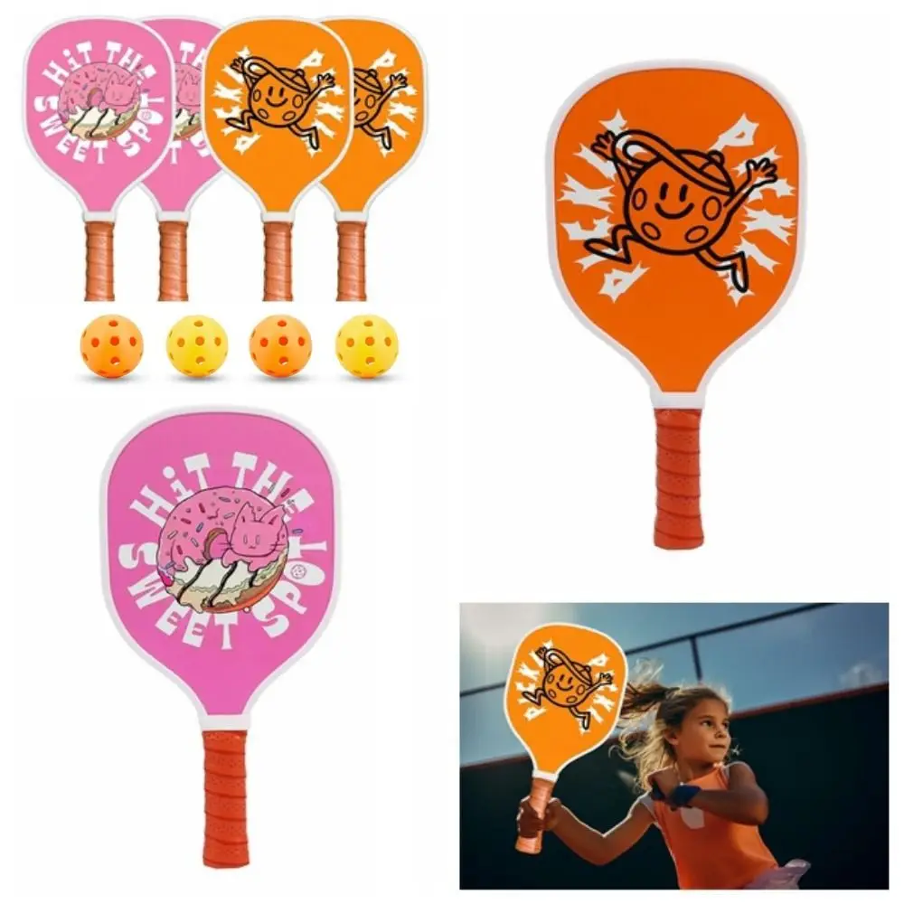 4Pcs/Set Non-Slip Cushion Grip Pickleball Racket Set Ergonomic Design Wooden Pickleball Paddles with Carry Bag