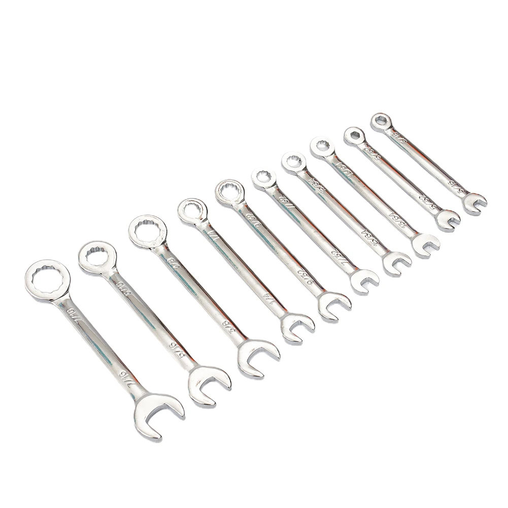 

Mini Combination Spanner Set with 10pcs Wrenches for Metric and SAE Fasteners and Nuts Compact Size Big Results
