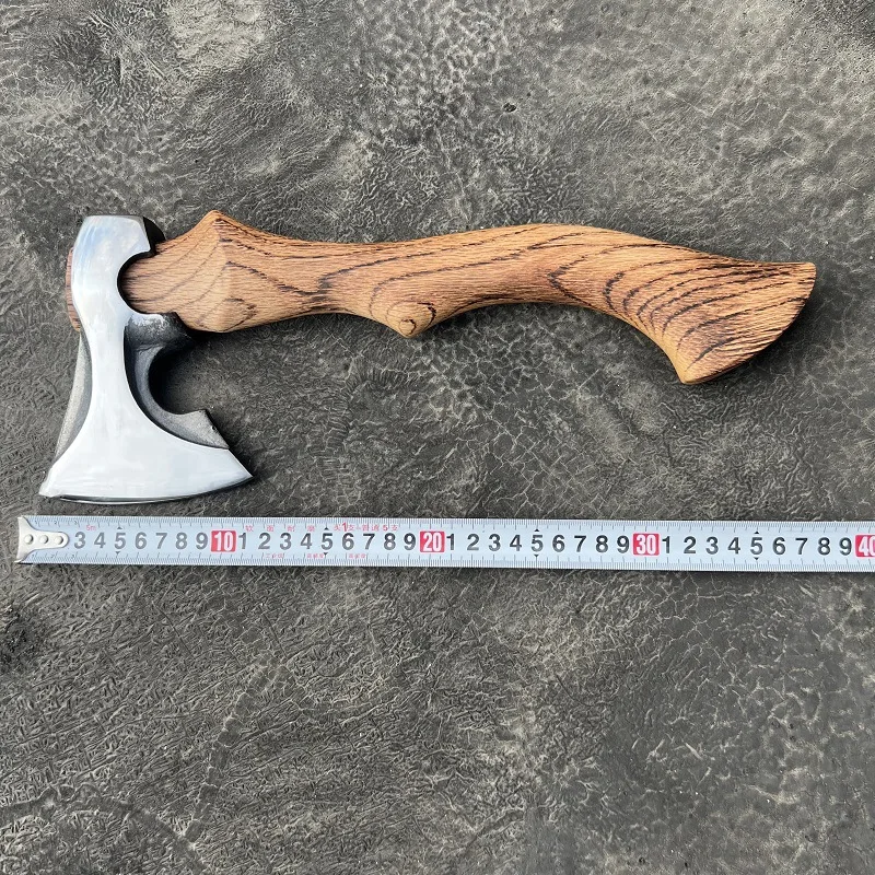 

New Warrior Battle Axe Outdoor Camping Axe Handmade Forged Axe Qinggang Wooden Carved Handle Woodworking Axe