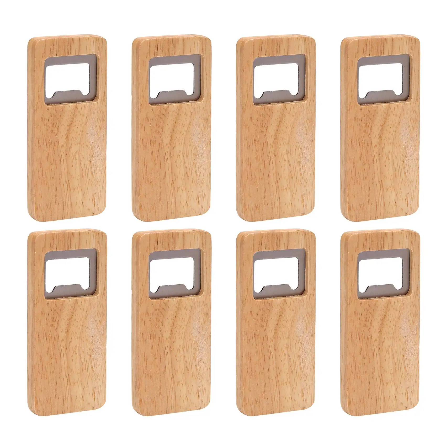 8 Pack Wood Beer Bottle Opener Wooden Handle Corkscrew Stainless Steel Square Openers Bar Kitchen Accessories Party Gift