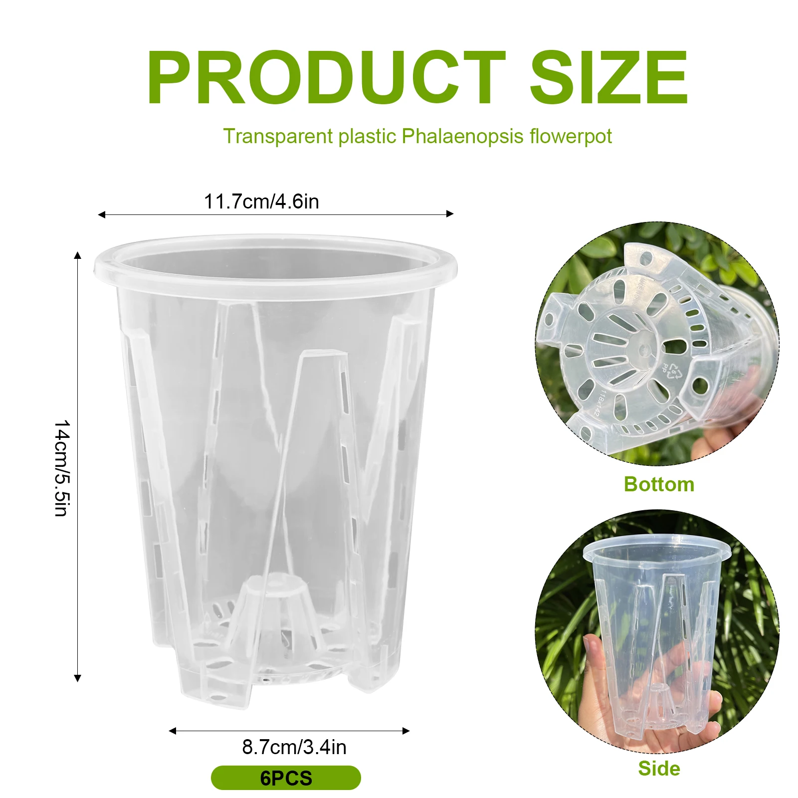 6 Pcs Clear Flower Pots Transparent Orchid Pot Plastic Flower Plant Pots with Drainage Holes Orchid Breathable Slotted Plastic