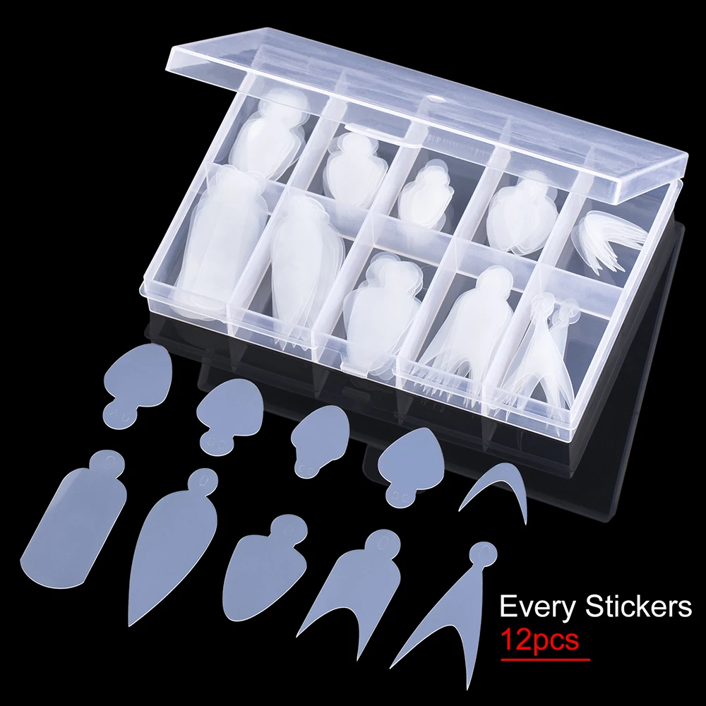 TP 60/120 Stück wiederverwendbare French Nail Silikonform für Duet System Nail Dual Form Nail Gulde Line Forma Aufkleber für French Maniküre – Detail 5