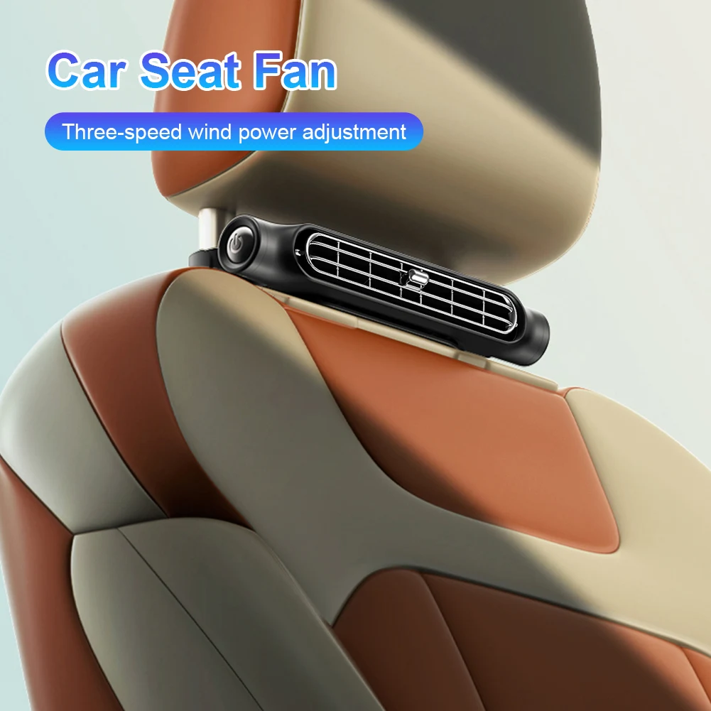 Car Seat Fan Front Rear Seat Headrest Cooling Air Fan Large 3000mAH Battery Refrigeration 3 Speed Independent Switch Car Interio