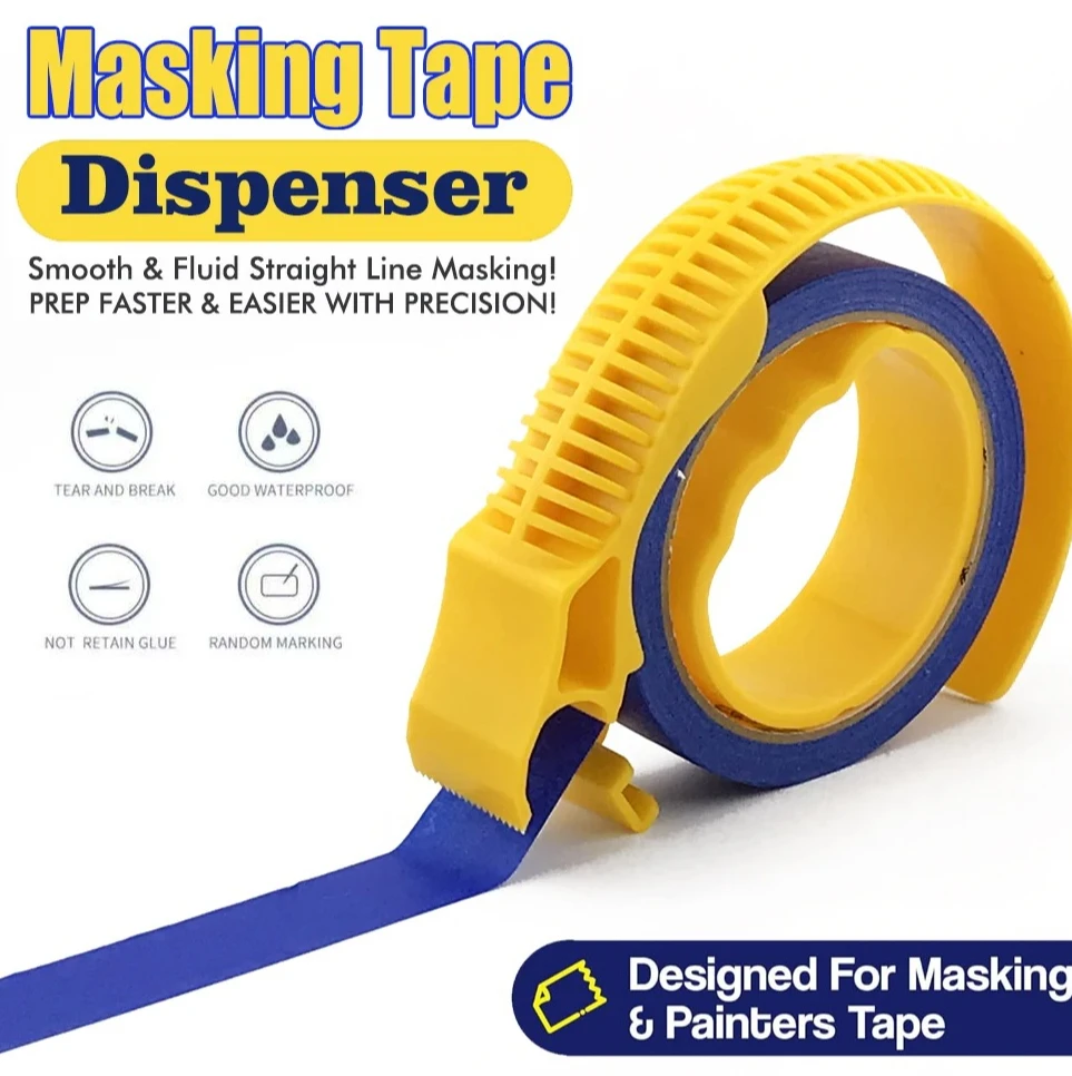 2 in 1 Tile Seam Tape Dispenser, Blue Masking Tape with Yellow Cutter for Crack Repair & Beautifying, Easy DIY Tool