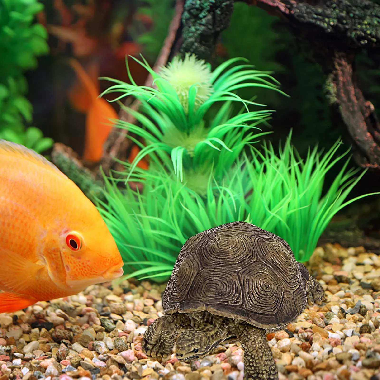 Marine Life Aquariums - 2Pcs Simulation Tortoise Plastic Marine Life