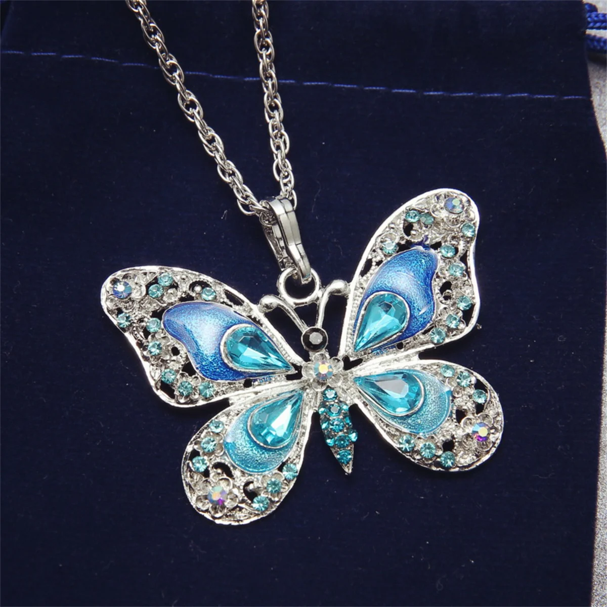 Vintage Bunte Kristall Schmetterling Anhänger Halskette Für Frauen Mode Kragen Kette Halskette Party Hochzeit Ästhetischen Y2k Schmuck – Detail 12