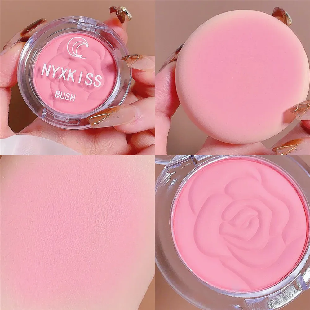 Embossed Petals Blush Peach Pink Orange Tint Makeup Blush Palette Cheek Contour Rouge Cosmetics Long-lasting Face Brightens