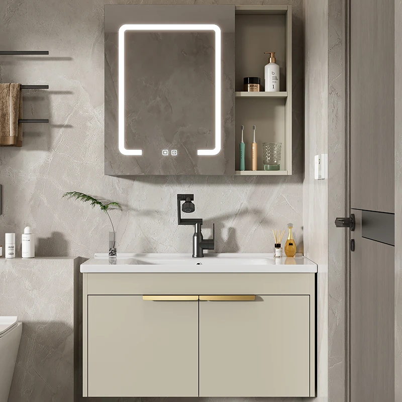 

Vanity Bathroom Furniture Luxury Drawer Cabinet Washbasin Sink Base Storage Shelf Open Cabinets Multifunction Home Wooden Filing