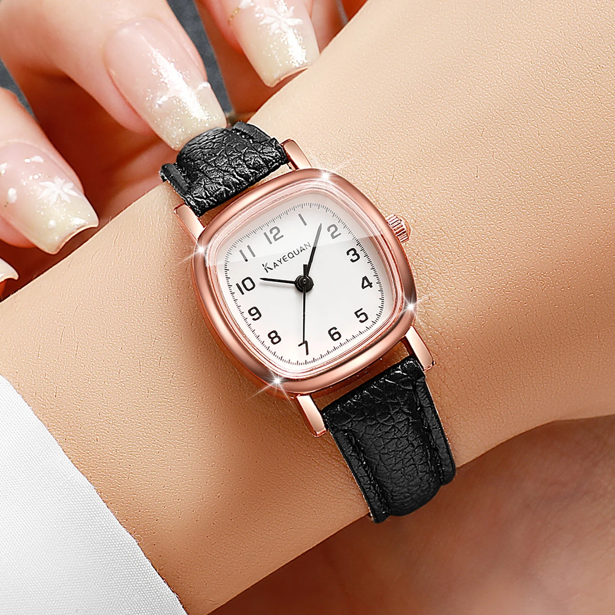 Fashion Square Arabic Dial Women Watch Ultra-thin Leather Strap Quartz Wristwatches Ladies Clock Relogio Feminino (Without Box)
