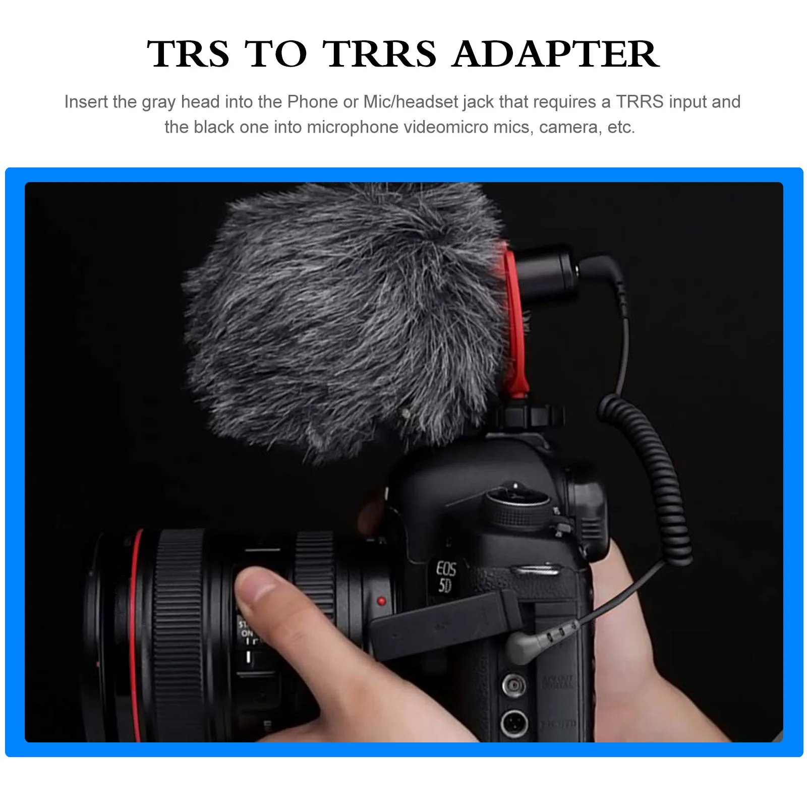 

Dual 3.5mm TRS to TRRS Audio Black PU Spring SC7 Microphone Adapter for Camera Phone Mic Plated Plug Noise-Free Signal
