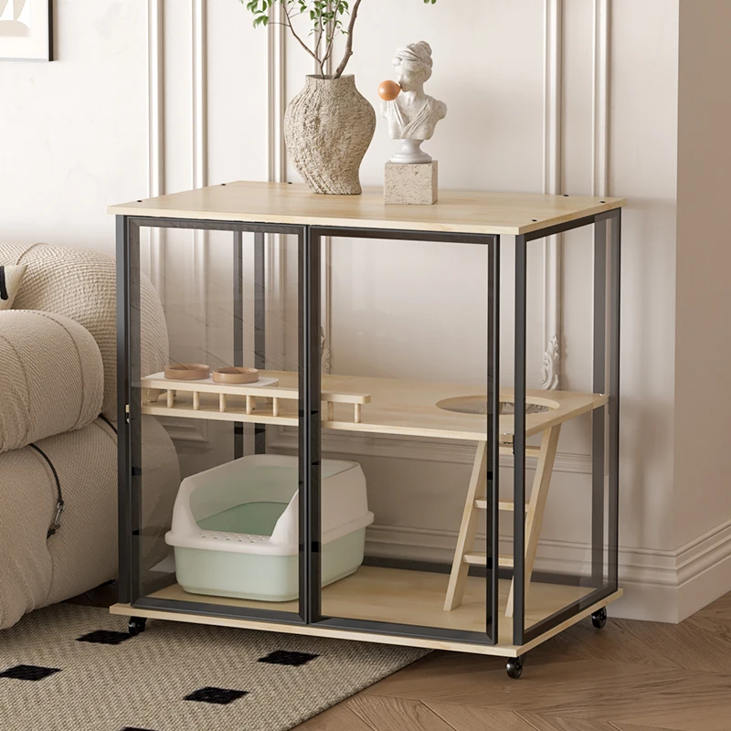 

Кошачья вилла из массива дерева, панорамное стекло, кошачий домик для котят не занимает места для домашнего использования