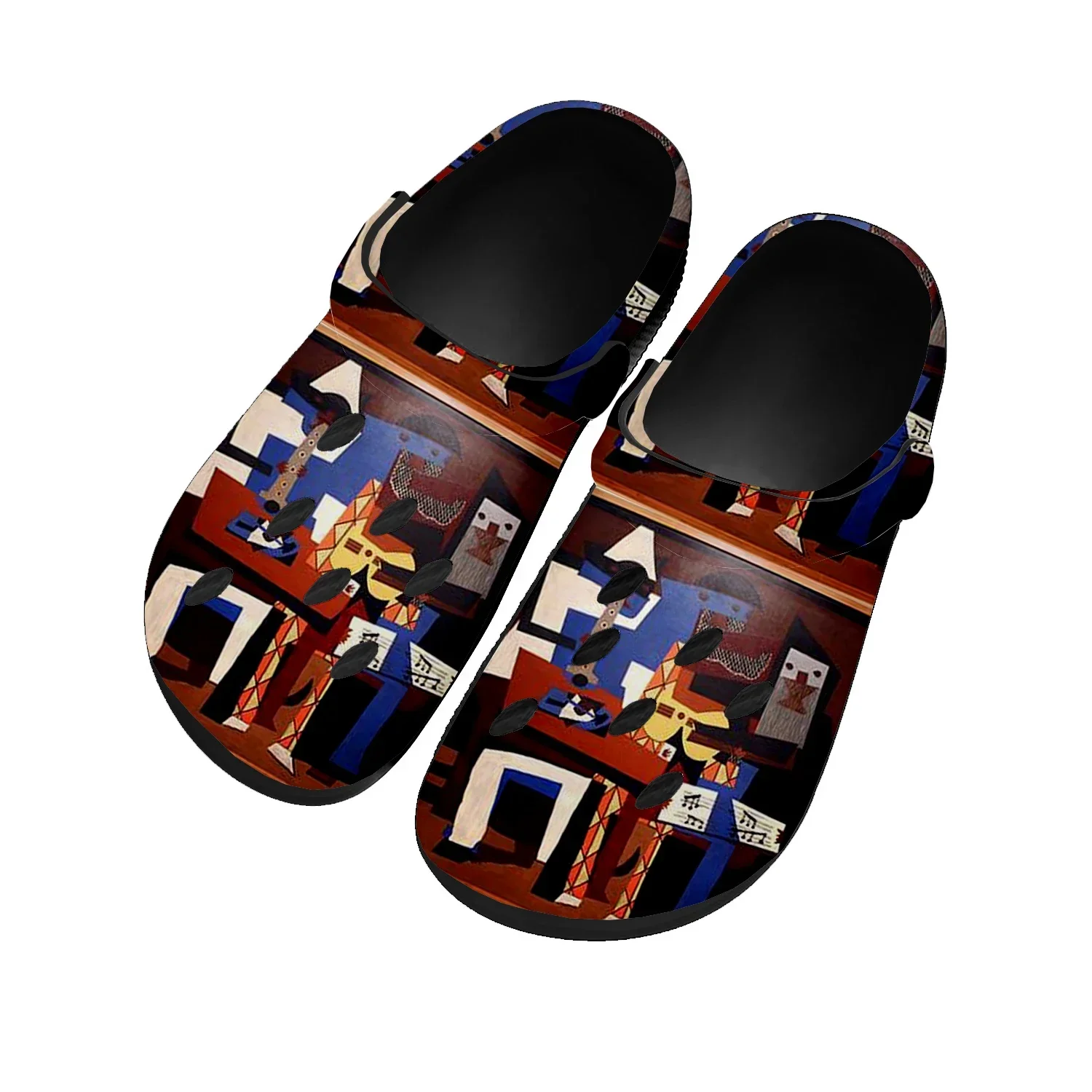 

Picasso Three musicians Home Clogs Custom Water Shoes Mens Womens Teenager Sandals Custom Garden Clog Beach Hole Slippers Black