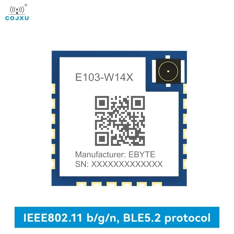 BLE5.2 2.4GHz WiFi Serial Port Module Dual Mode MQTT AT Command COJXU E103-W14X Low Power 18dBm Consumption HTTP TCP UDP IPEX