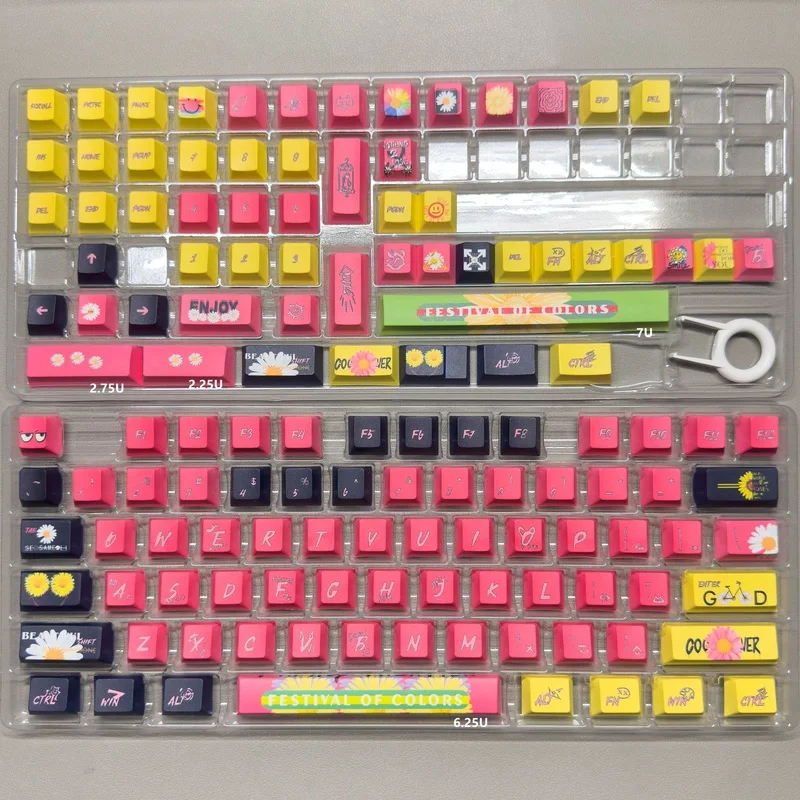 

Колпачок для клавиш с граффити, морщинистая хризантема, сублимационный колпачок Pbt, совместимый с механической клавиатурой Megalion Mad68.