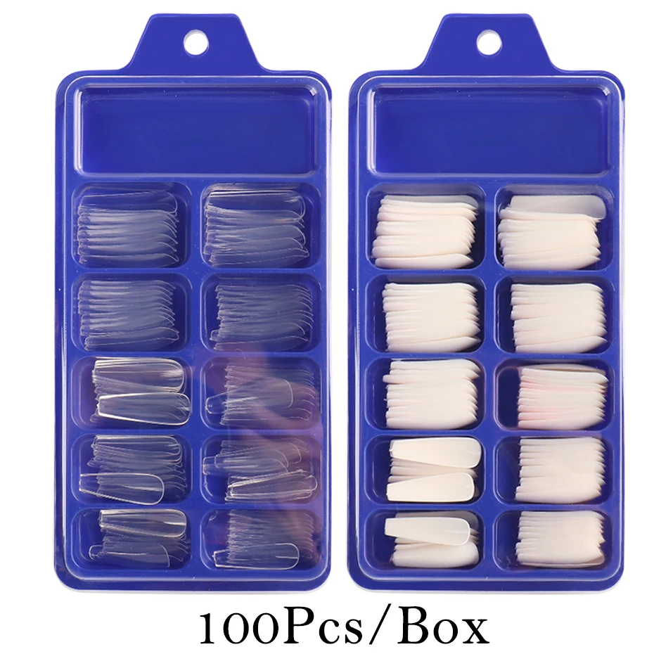 100pcs False Nails Extension Forms French Acrylic Nail Tips Press On Nails Gel Nail Polish Artificial Nail Sets Kits Tool SA1895