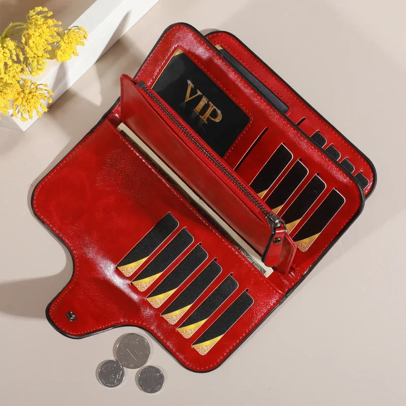 محفظة رجالية بسحاب طويل، محفظة من جلد البولي يوريثان عالي الجودة، حقيبة يد رجال الأعمال، محفظة حامل بطاقة الائتمان، للرجال #5