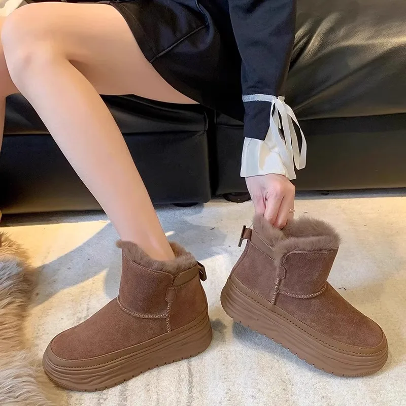أحذية الثلج المقاومة للماء للنساء ، مانعة للانزلاق ، فرو قطيفة ، أحذية الكاحل الشتوية ، أحذية مبطنة ، جديدة ، * * *