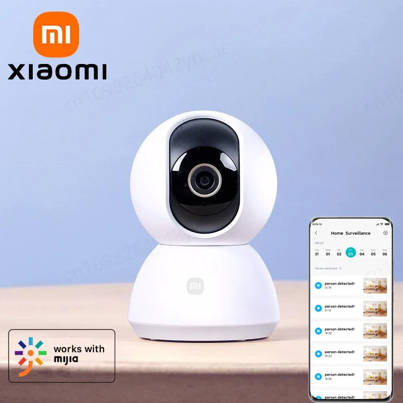 XIAOMI Home Security Intelligent Wifi Camera PTZ 2K，360° Panoramic View，3MP，AI Face Recognition，Chinese Version With Adapter