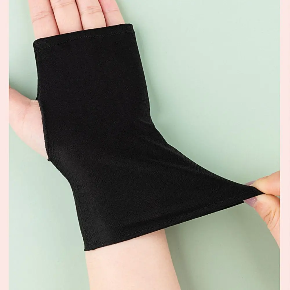 Sunscreen Protection Fingerless Long Gloves Women Arm Cool Summer Solid Mittens Half Finger Sleeves Black White Nude