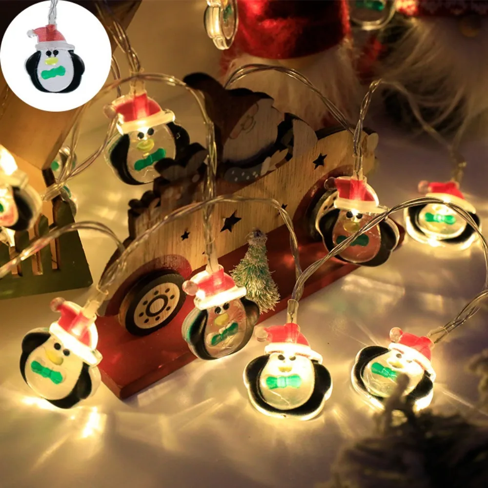 3D LED Christmas String Lights 1.5 Meters Battery Version Santa Snowman Style DIY Decor Fairy Light Tree Lantern Strip