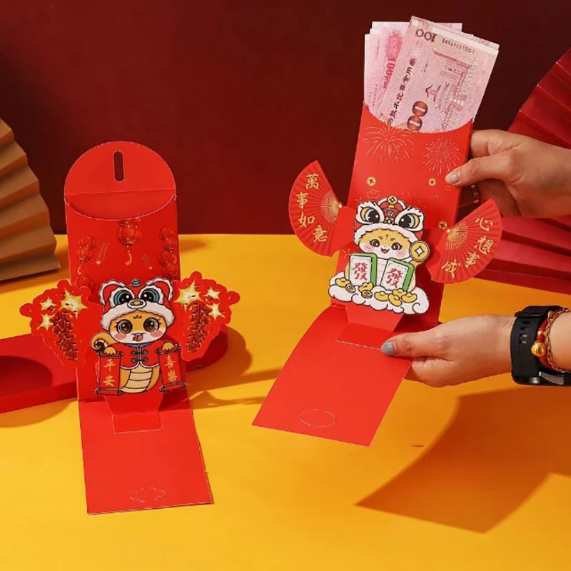 2025 Festival de Primavera Sobre Rojo Zodiaco Chino Año Serpiente Sobres Rojos Año Nuevo Chino Paquetes Rojos Lucky Hongbao 3D