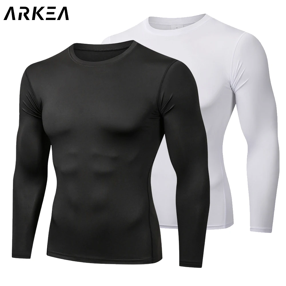 Men's T-shirt Men Running Sport Long sleeve gym T-shirt Compression Tops Tee Quick DryTight Fitness Training Running Shirts