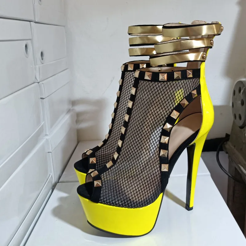 Fashionable women's sandals. Mesh, about 15 cm high heels. Fashion show banquet shoes. Summer women's shoes. SIZE:34-45