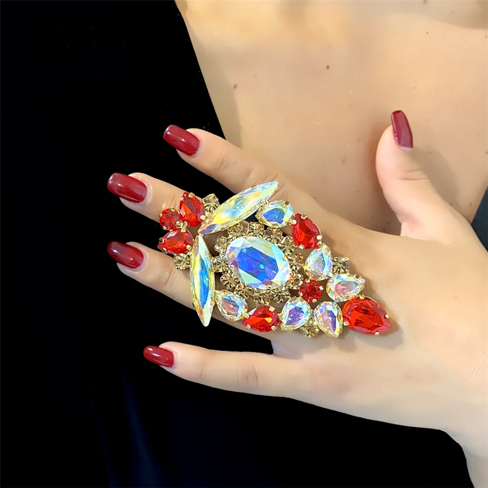 4pc Exquisite Sparkling Red Rhinestone Necklace Earrings Ring Bracelet Set