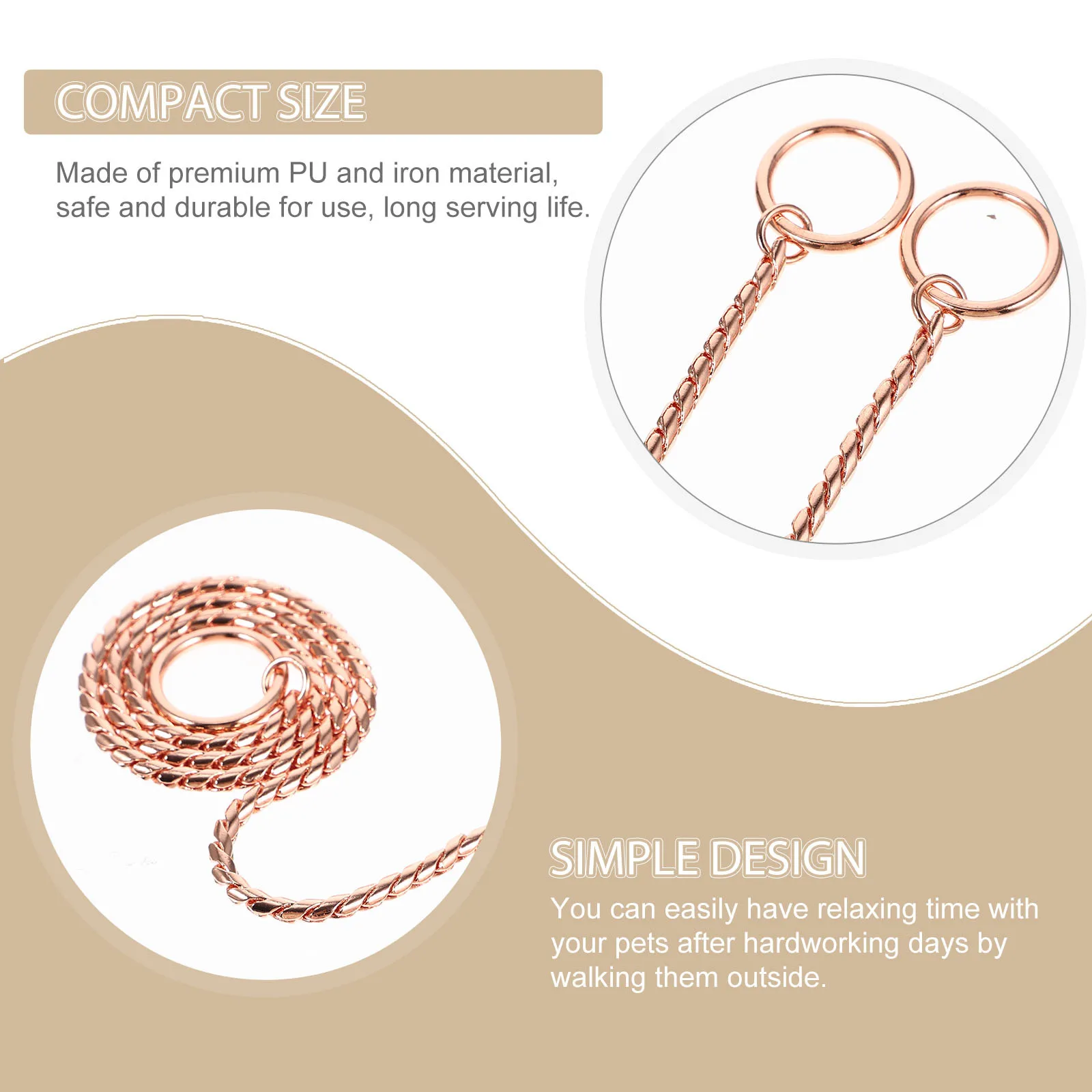 

Stainless Steel Dog Chain Snake Style Metal Dog Leash for Outdoor Walking Puppy Leading Control Chain