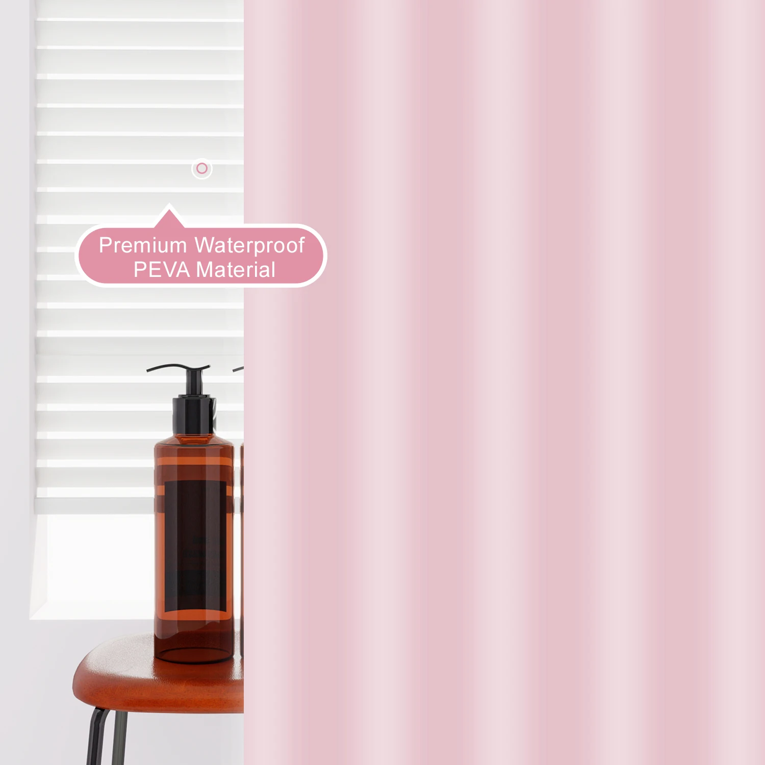 1pc Minimalist Light Pink Shower Curtains, Basic Solid-Color Waterproof Bathroom Accessories view 2