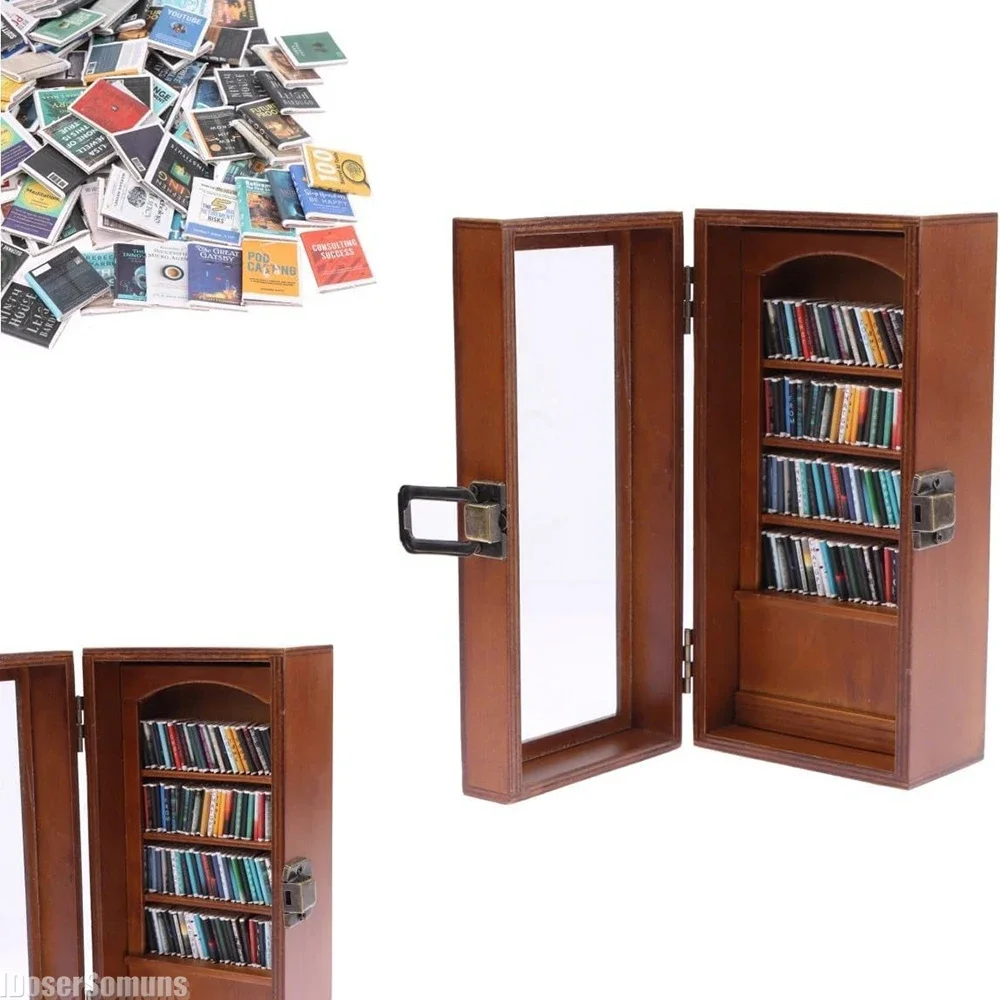 Anti-Anxiety Tiny Bookshelf Wooden Bookshelf Display Cabinet Shaking Stress Reliever Bookshelf Living Room Desk Library Ornament