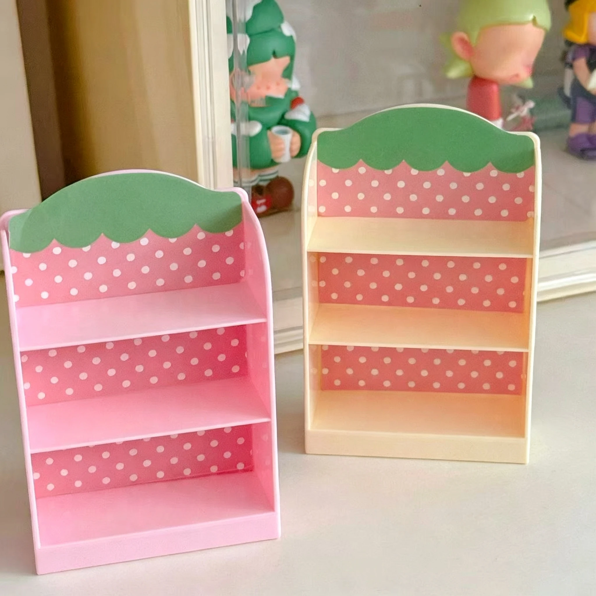Original Delicious Strawberry Mini Cartoon Miniature Shelf Dollhouse Realistic Small Shelf Pretend Play Toy Decoration Cute Gift