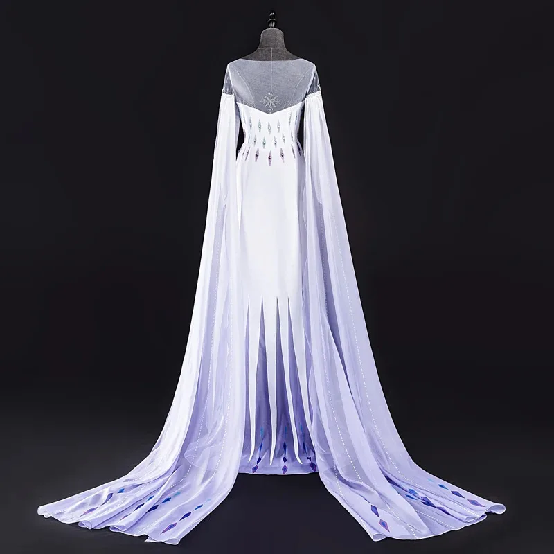 2025 New Snow Queen Elsa Dress Princess Cosplay Costume Women Adult Halloween Carnival Party For Girls Long Cloak Fancy Dresses
