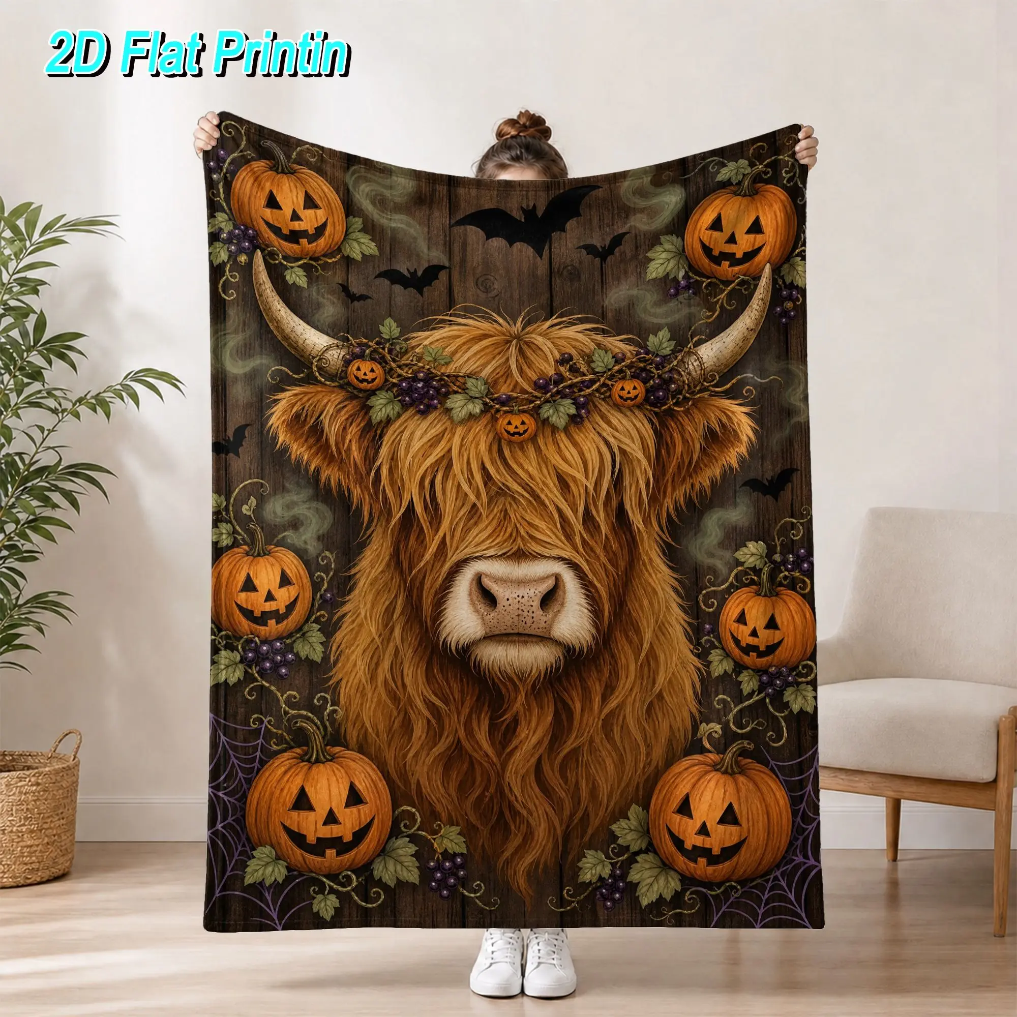 Decorative Throw in Highland Cow Tractor Theme for Bedroom Bed Couch