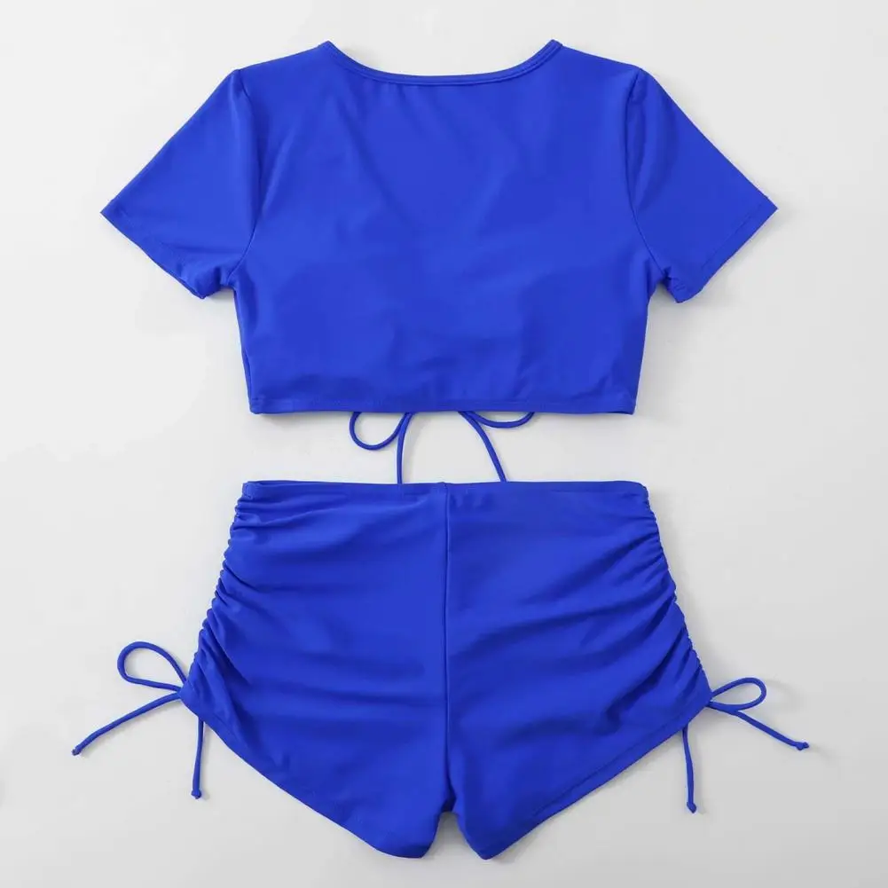 Sexy Bikini Stylish Women's V-neck Bikini Set with High Waist Drawstring Swimming Trunks 2 Piece Summer Swimsuit for Quick