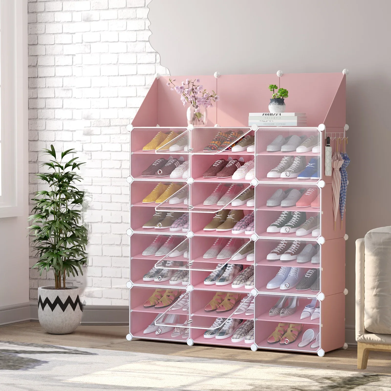 

'48 Pairs Shoes Rack Hot Selling Plastic Shoes Organizer For Household
