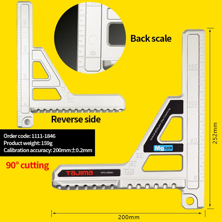Tajima Light Weight Triangle Cutting Guide 45/90 Degree Angle Locator Woodworking Saw Cutting Auxiliary Positioning Jig