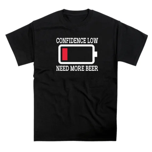 Confidence Low Need More Beer Battery T-Shirt