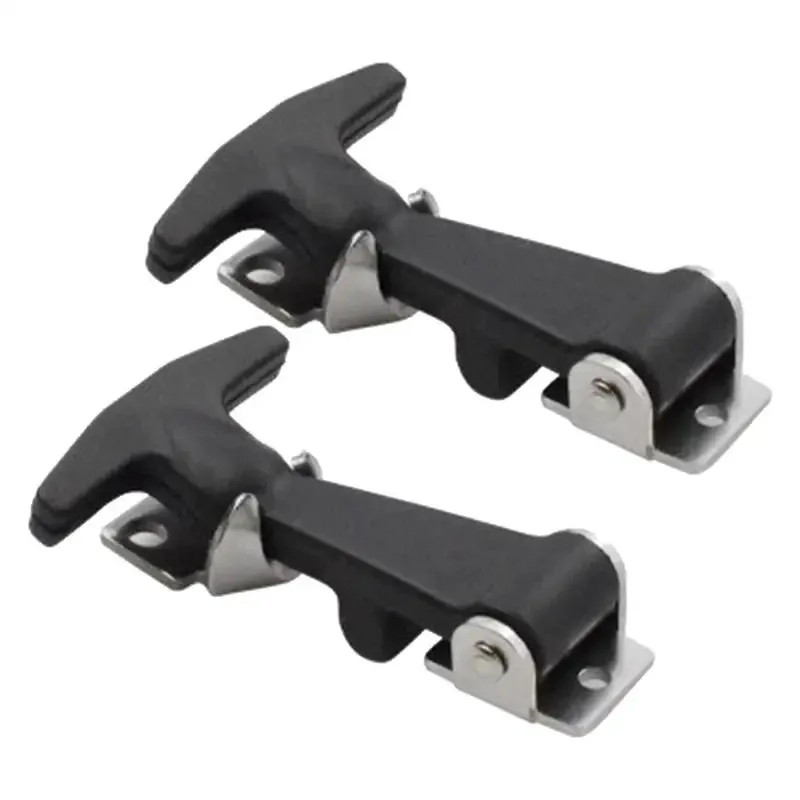 2Pcs Rubber Hood Catch with Bracket Elastic Stainless Steel Flexible T-shaped Drawer Latch for Coolers Boats