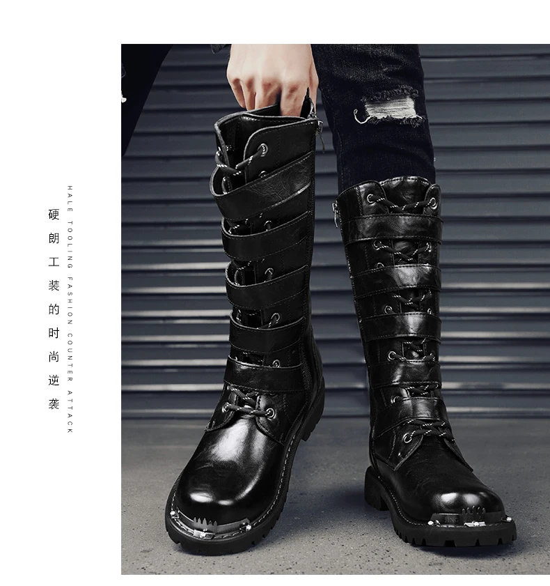 Herrenstiefel für vier Jahreszeiten, neue High-Top-Freizeitstiefel für den Außenbereich, Sicherheitsschutz-Arbeitsstiefel, Motorradstiefel, Outdoor-Stiefel in Übergröße – Detail 10