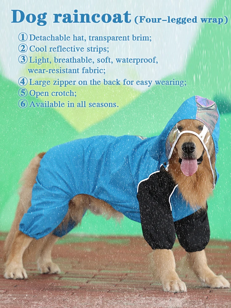 

Pet dogs rain coat waterproof full cover for small medium large dog Puppy rain cover Pet raincoat waterproof for a dog clothes