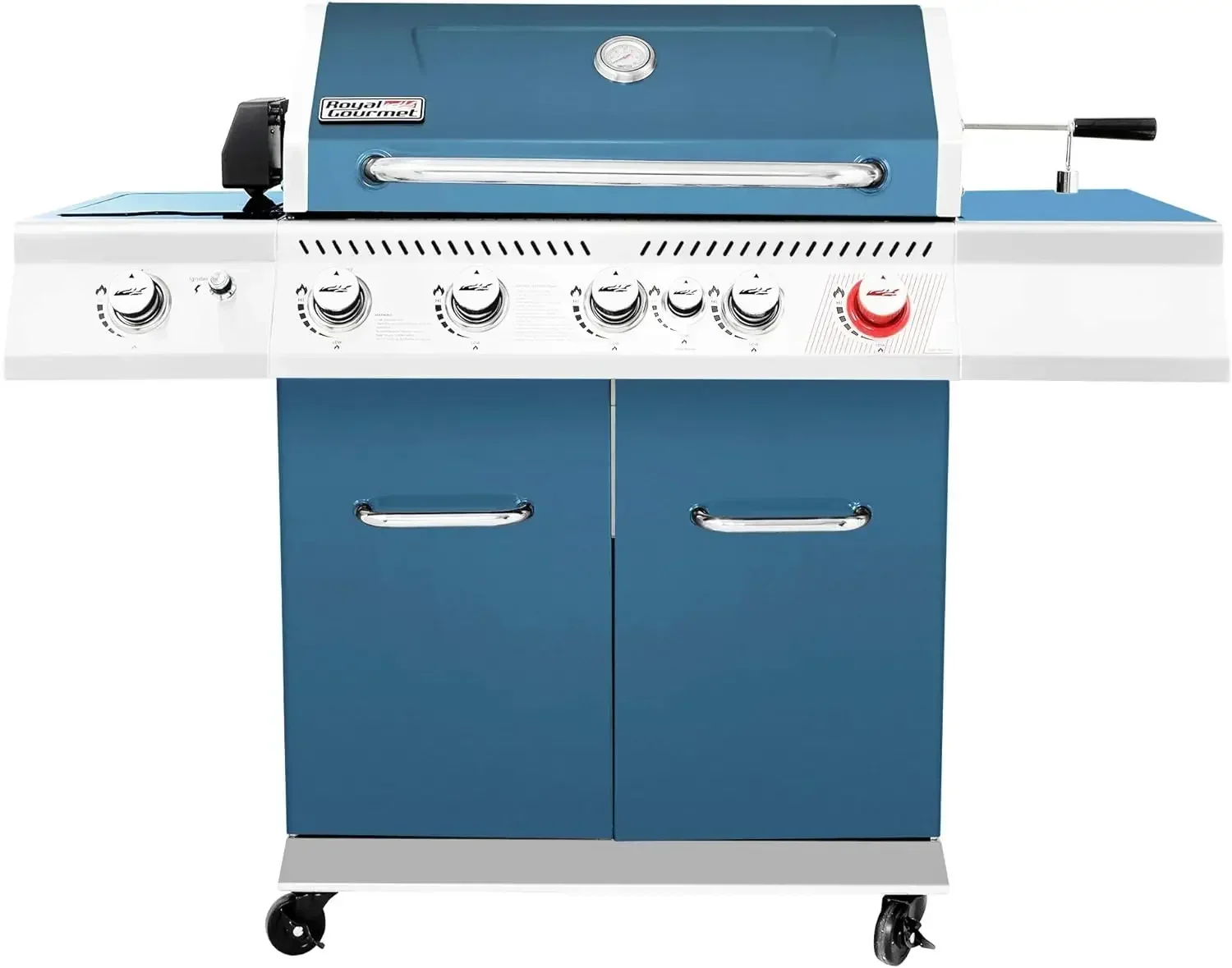 # BBQ Cabinet Style Propane Gas Grill W/Rotisserie Kit, 74,000 BTU Patio Picnic Backyard, Outdoor Party, Blue New #