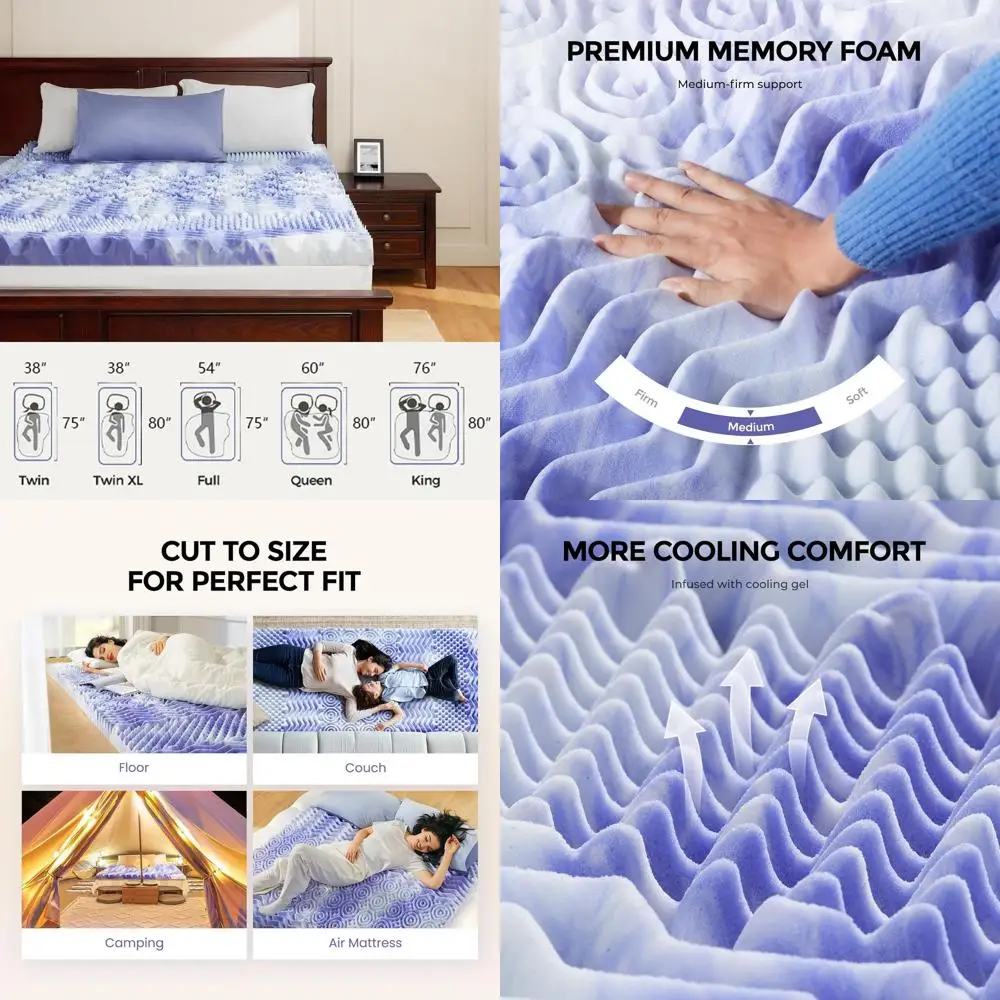 

4-дюймовый двухразмерный 7-зонный наматрасник из пены с эффектом памяти с охлаждающим гелем для комнат в общежитии, сертифицированный CertiPUR-US