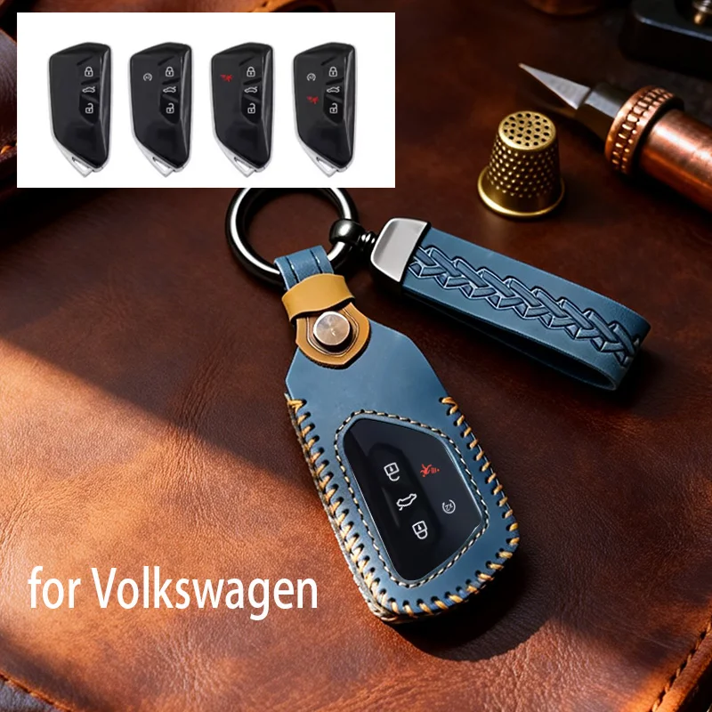 

Genuine Leather Car Key Case Cover Fob for VW Volkswagen golf 8 ID.3 ID.4 Skoda Octovia A8 MK4 MK8 2022 2021 GTI R Modified Key
