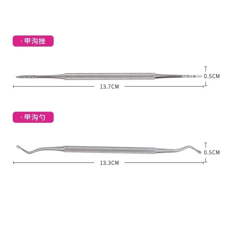 Limas de uñas encarnadas de doble punta, herramienta de limpieza de uñas, gancho para el cuidado de las uñas, 1 piezas